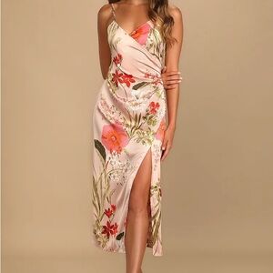 Lulus floral midi satin dress